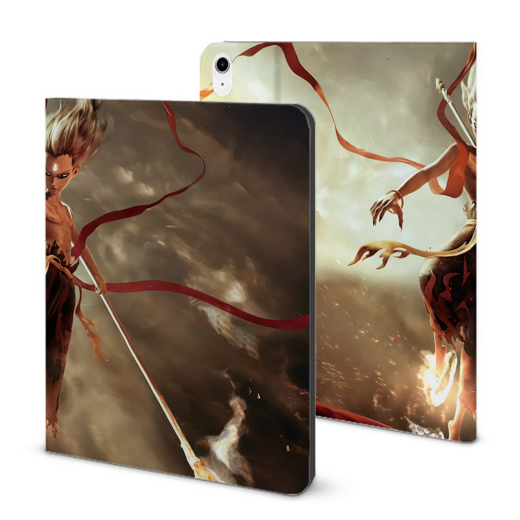 （画像用） Ne Zha 2 ナタ 魔童の大暴れ IPad ケース ブック型 PUレザー TPU 耐衝撃 軽量 薄型 ペン収納なし 全面保護 IPad 各モデル対応